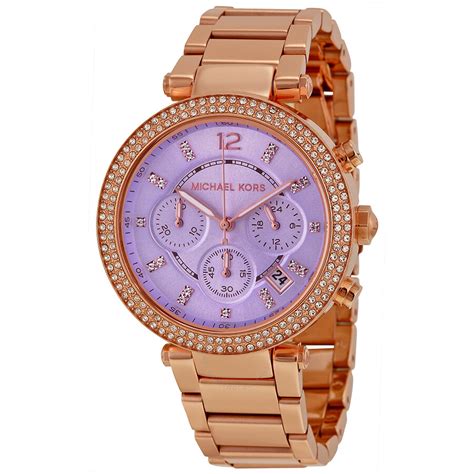 mk6169 michael kors|Michael Kors Parker Chronograph Purple Dial Rose Gold.